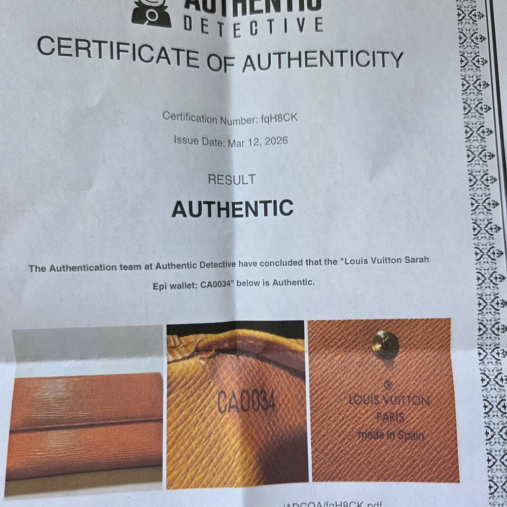 Louis Vuitton Orange Epi Leather Chain Wallet Trifold With Authentication Letter - Picture 16 of 16